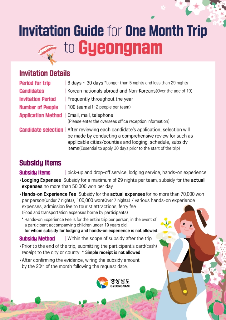 Satu Bulan Gratis Keliling Gyeongnam Korea!! Invitation Guide is Here